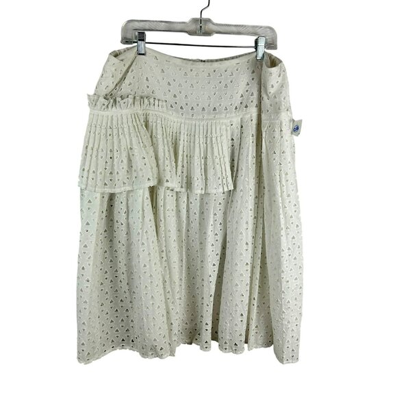 NEW Lane Bryant Pleated Eyelet Midi Skirt Women Plus 18 White Cottagecore Ruffle - Picture 1 of 8